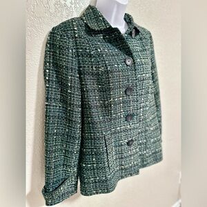 Women's Navy Blue Tweed Blazer Jacket | Size S